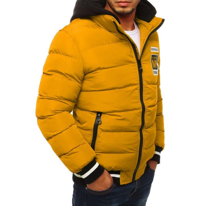 STYLE férfi dzseki bomber dzseki bélelt steppelt kapucnis Férfi Style bélelt kabát motorháztető steppelt piros
