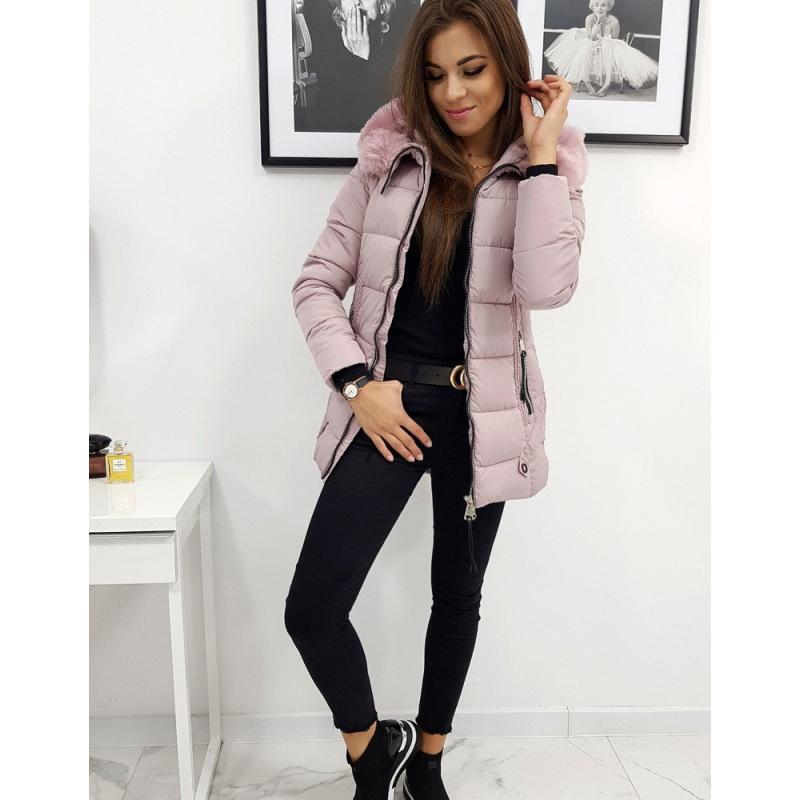 Női téli kabát steppelt rózsaszín Naomi | manCLOTHES.hu Rózsaszín hosszú női gombos kabát NAOMI FASHION