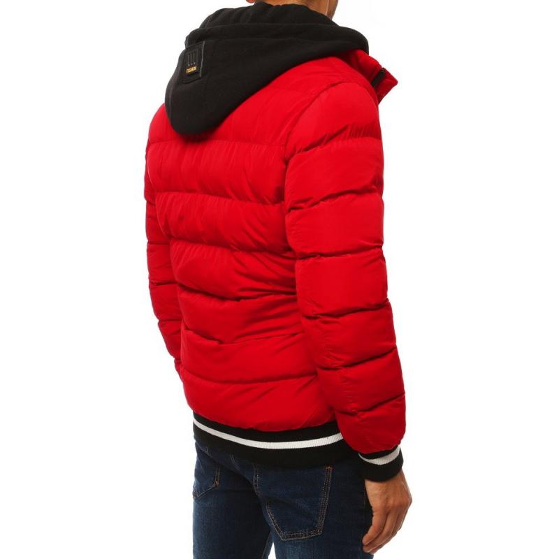 Férfi Style bomber dzseki bélelt kabát motorháztető Férfi Style bélelt kabát motorháztető steppelt piros