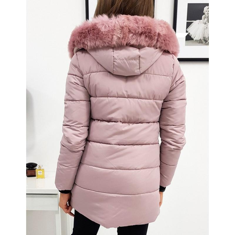 Női téli kabát steppelt rózsaszín Naomi | manCLOTHES.hu Rózsaszín hosszú női gombos kabát NAOMI FASHION